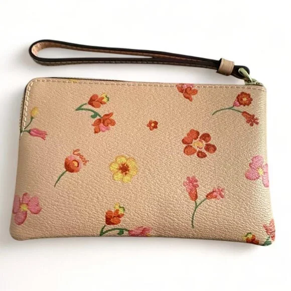 Coach Floral Wristlet in Cream and Red - Picture 3 of 4